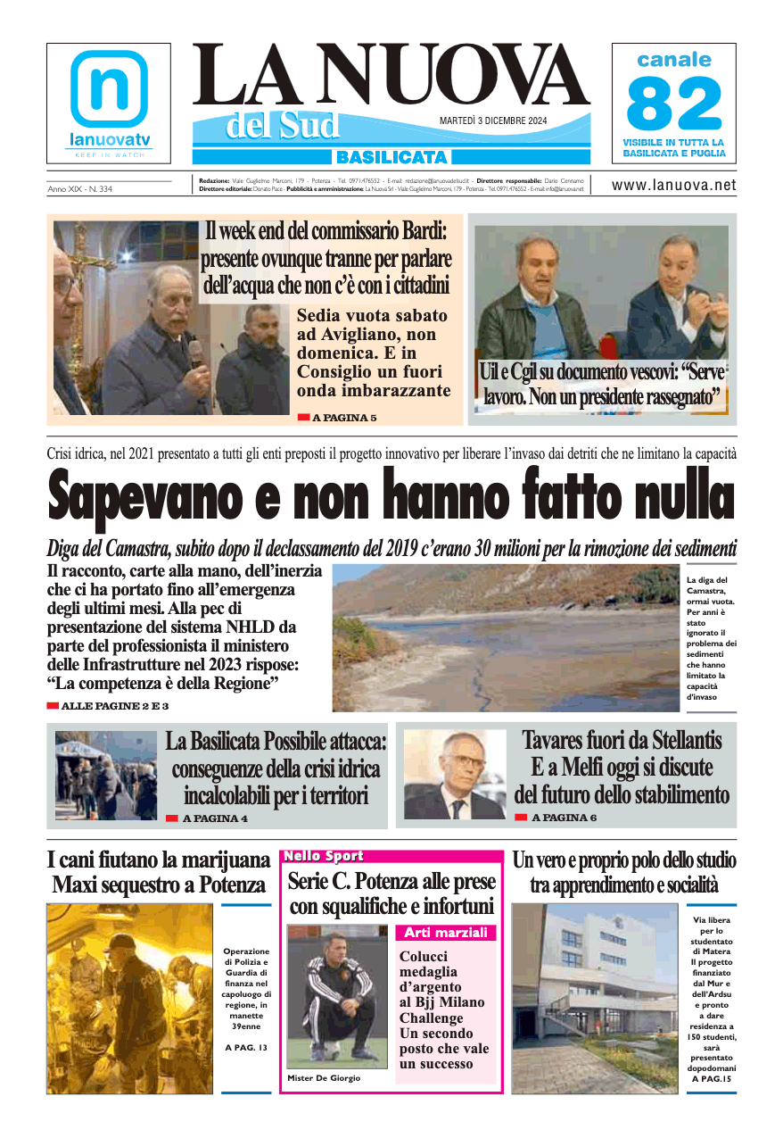 Martedì 3 dicembre 2024