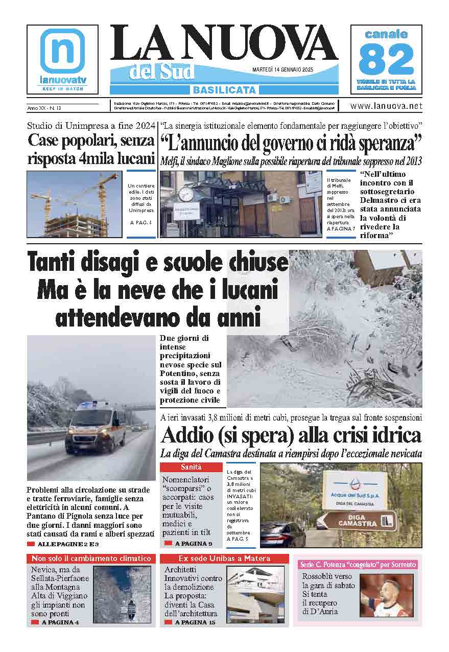 Martedì 14 genaio 2025