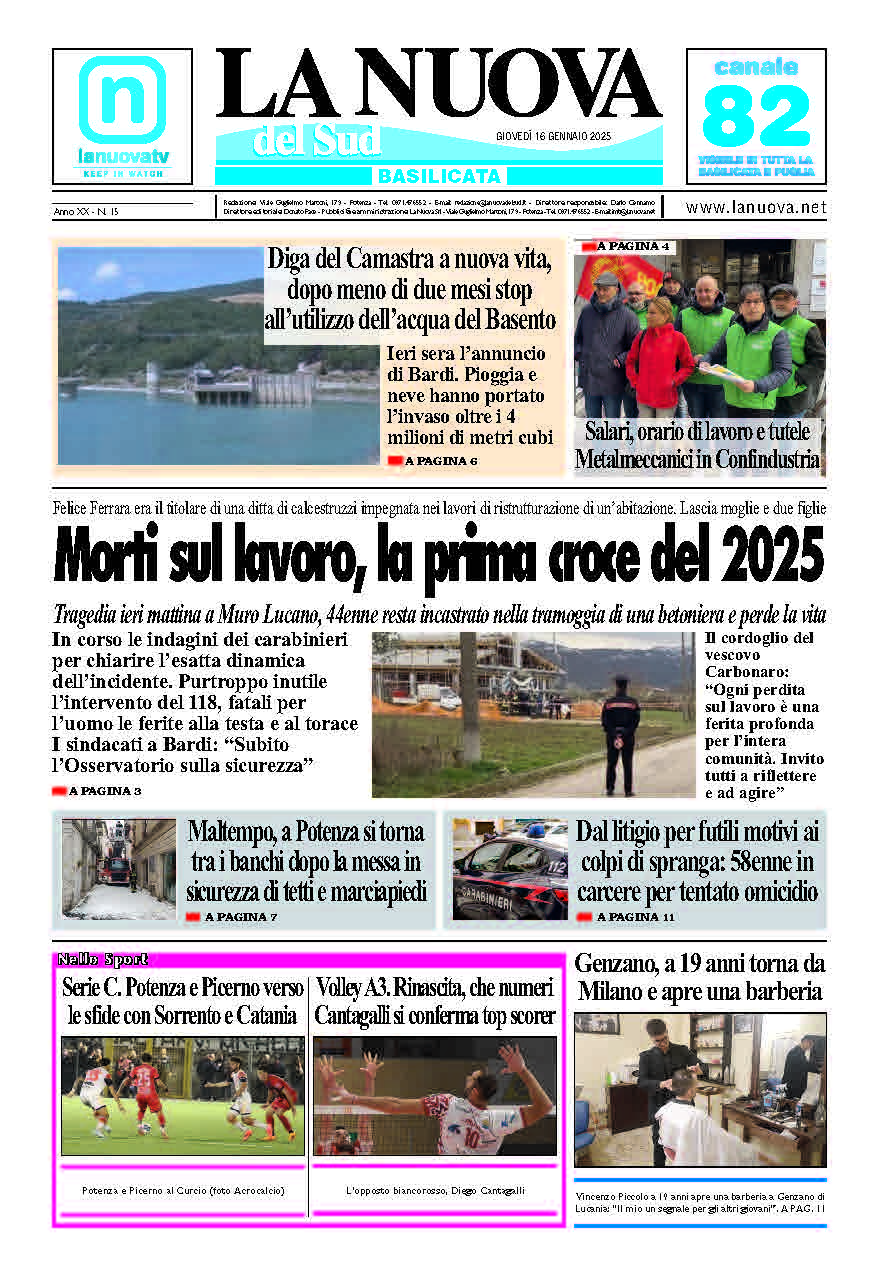 Giovedì 16 gennaio 2025