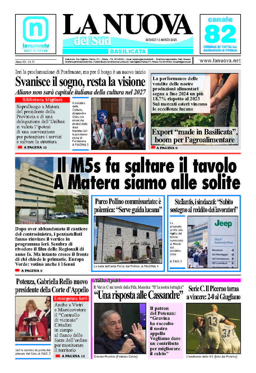 Giovedì 13 marzo 2025