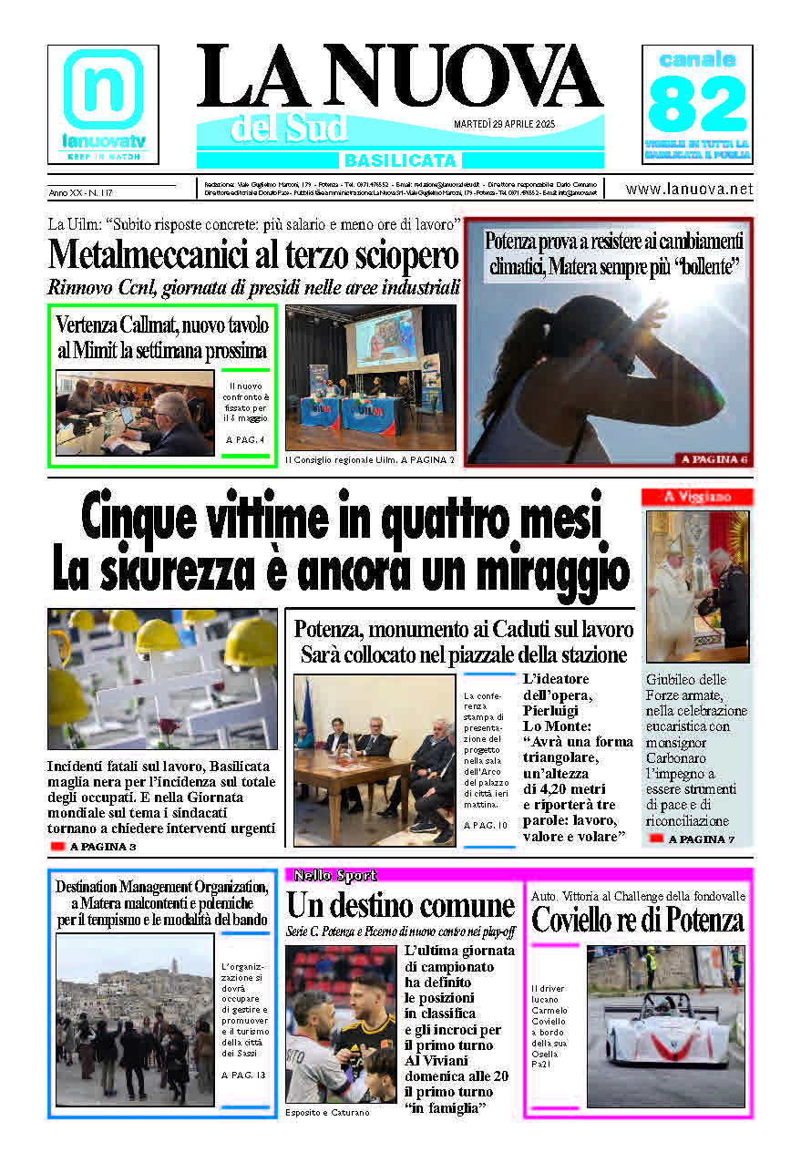 Martedì 29 aprile 2025