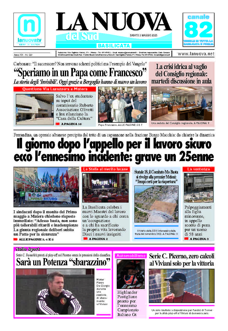 Sabato 3 maggio 2025