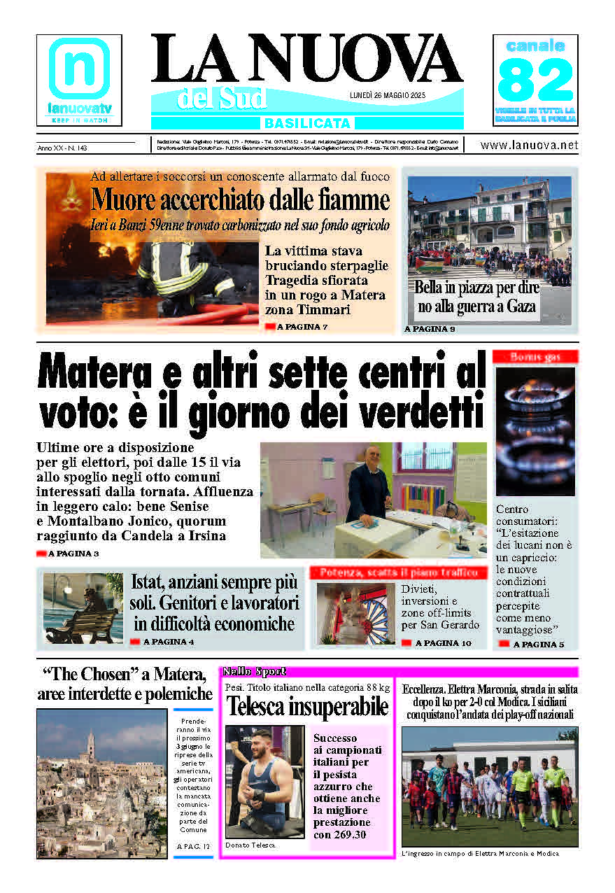 Lunedì 26 maggio 2025