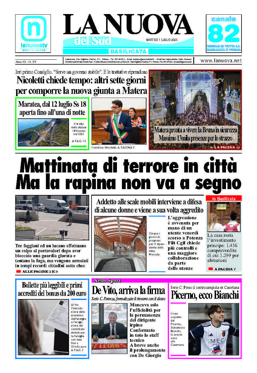 Martedì 1 luglio 2025
