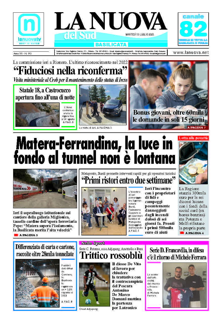 Martedì 15 luglio 2025