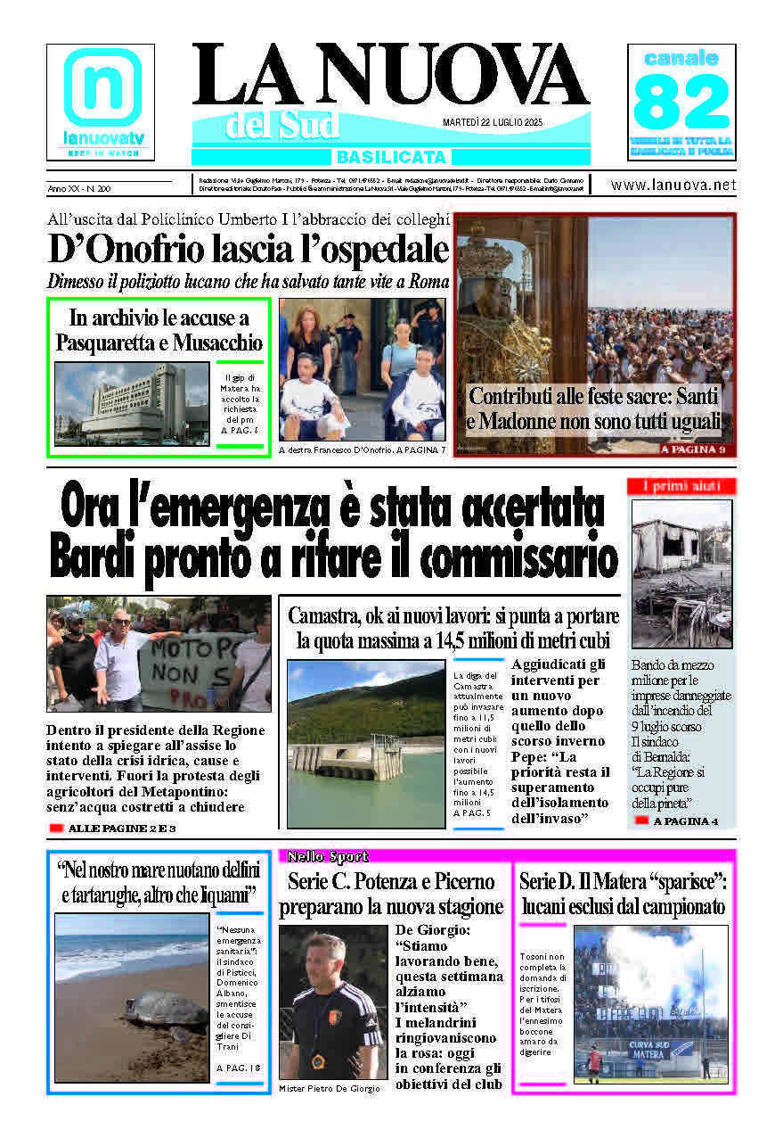 Martedì 22 luglio 2025