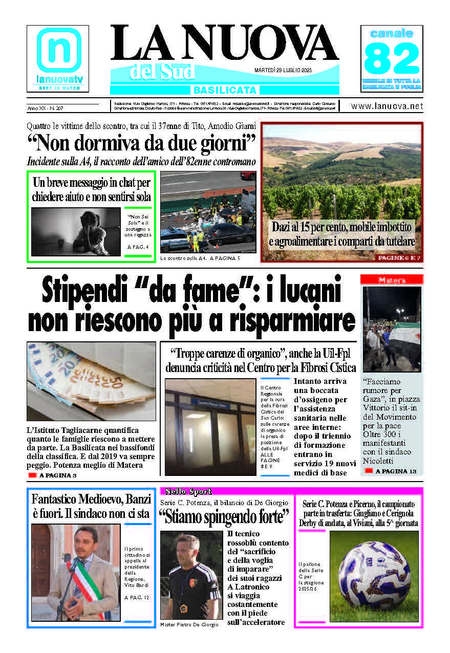 Martedì 29 luglio 2025