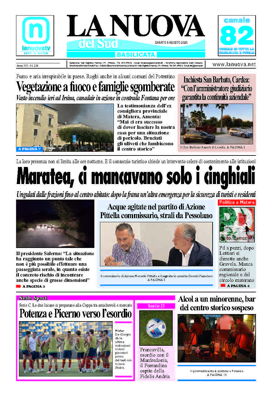 Sabato 9 agosto 2025