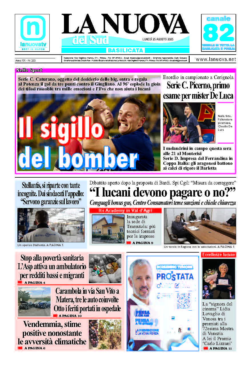 Lunedì 25 agosto 2025