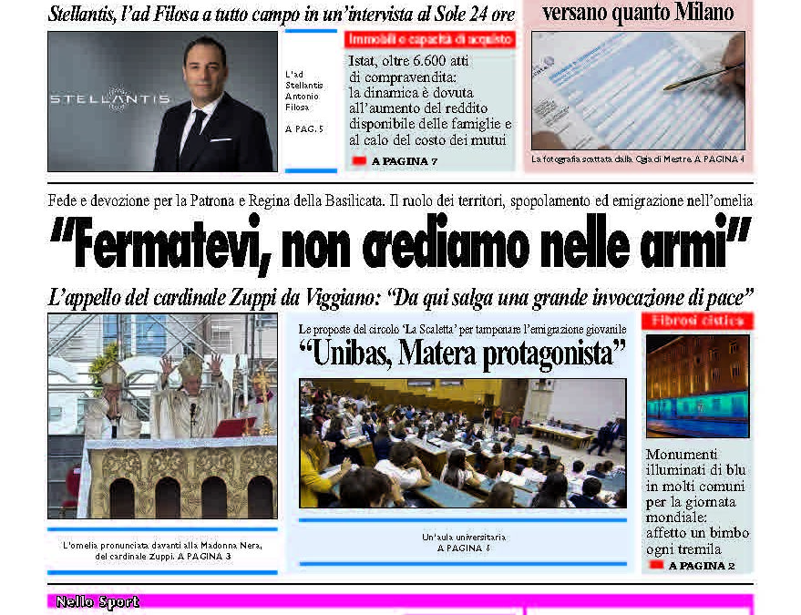 Lunedì 8 settembre 2025
