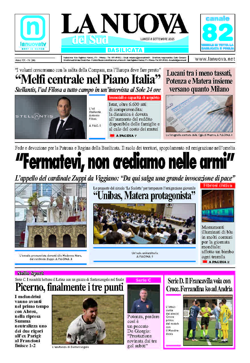 Lunedì 8 settembre 2025