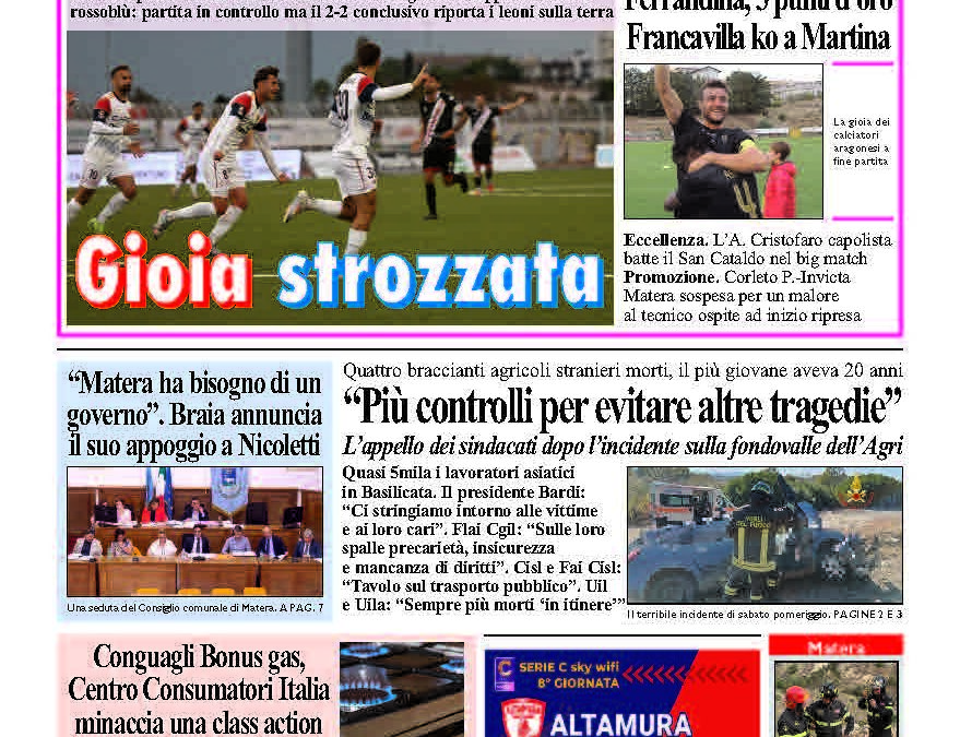 Lunedì 6 ottobre 2025