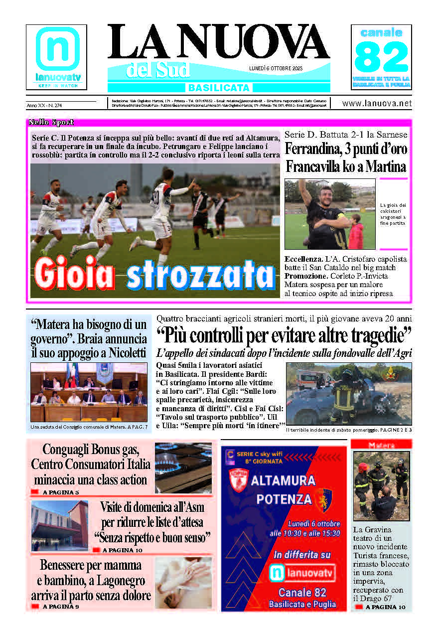 Lunedì 6 ottobre 2025