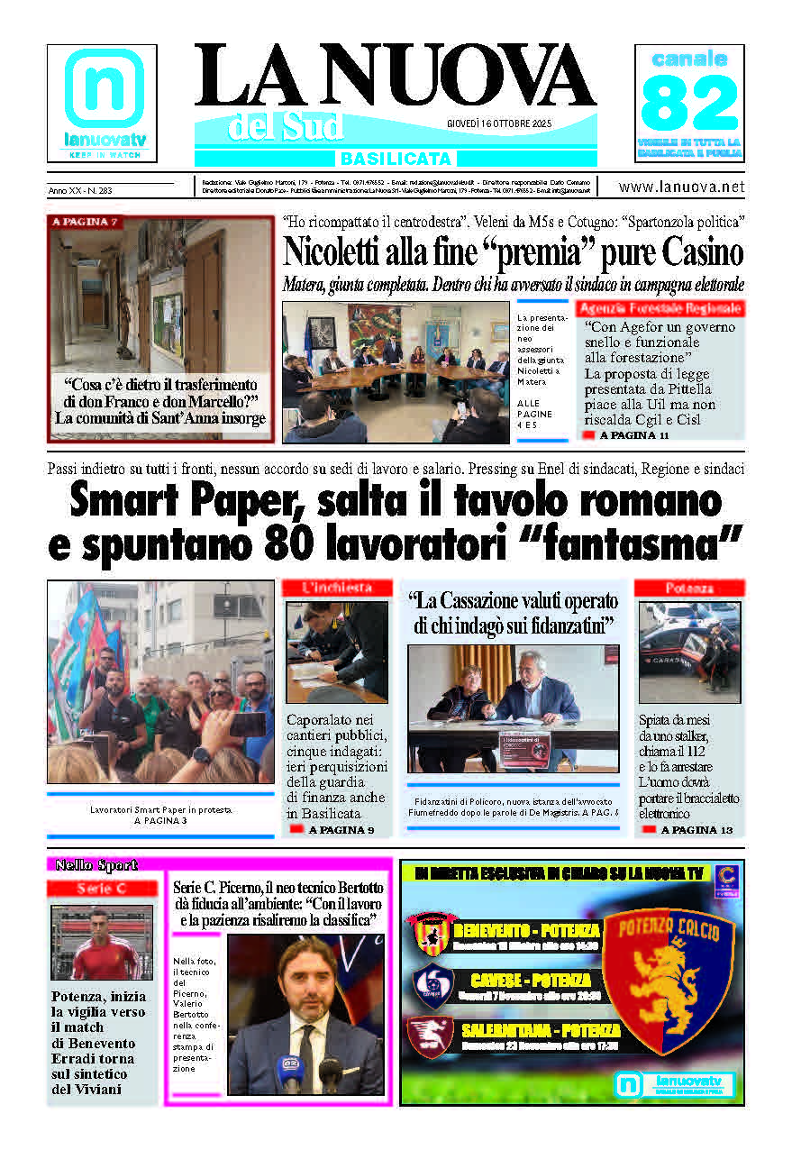 Giovedì 16 ottobre 2025