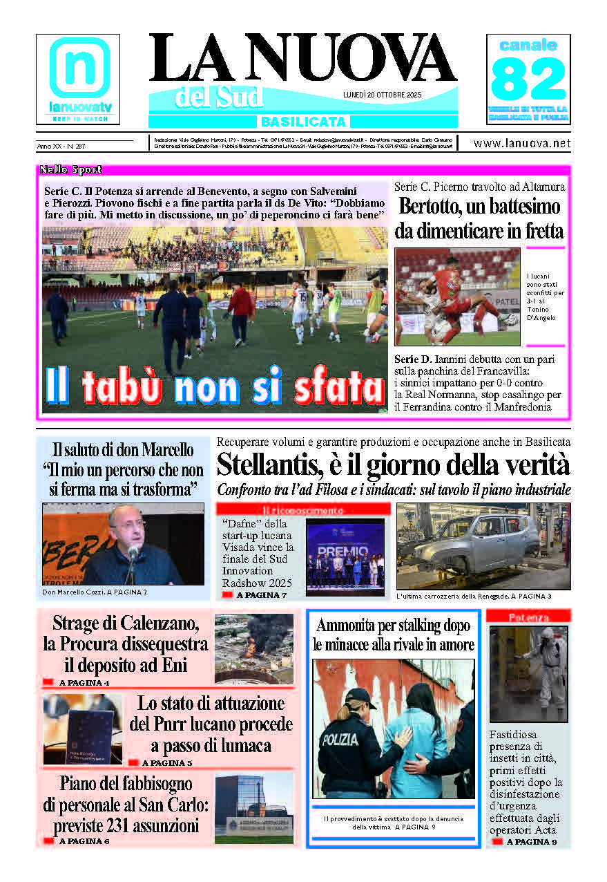Lunedì 20 ottobre 2025