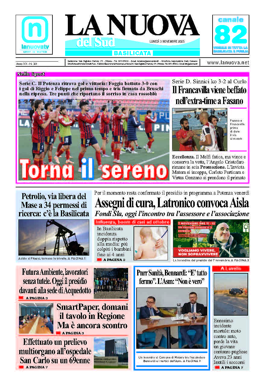 Lunedì 3 novembre 2025