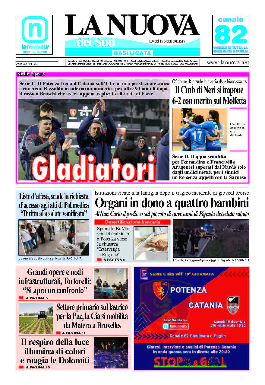 Lunedì 15 dicembre 2025