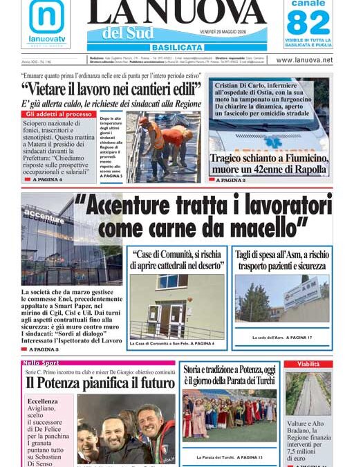 Venerdì 29 maggio 2026