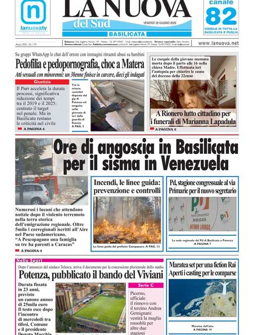 Venerdì 26 giugno 2026