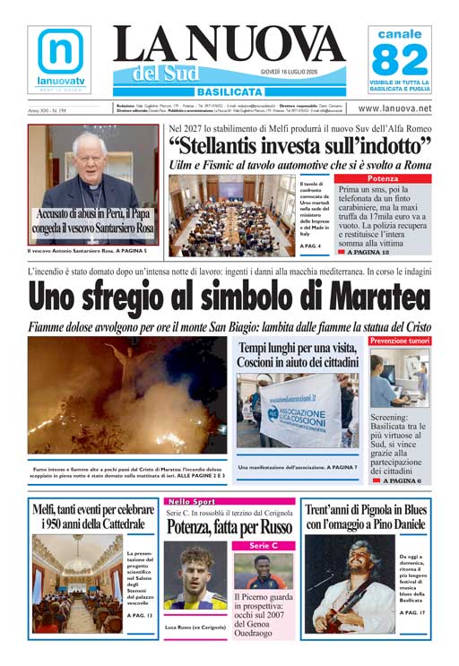 L’Edizione odierna della Nuova del Sud in Edicola Digitale