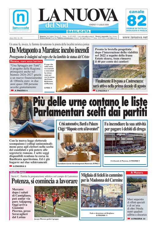 L’Edizione odierna della Nuova del Sud in Edicola Digitale