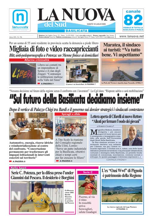 L’Edizione odierna della Nuova del Sud in Edicola Digitale