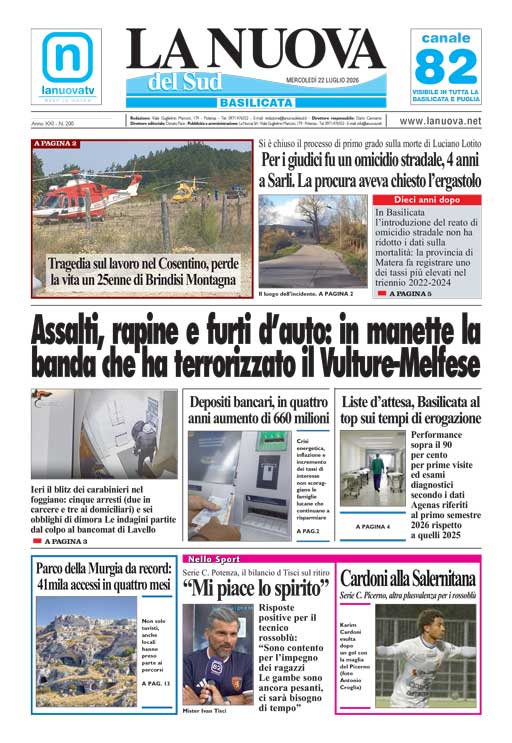 L’Edizione odierna della Nuova del Sud in Edicola Digitale