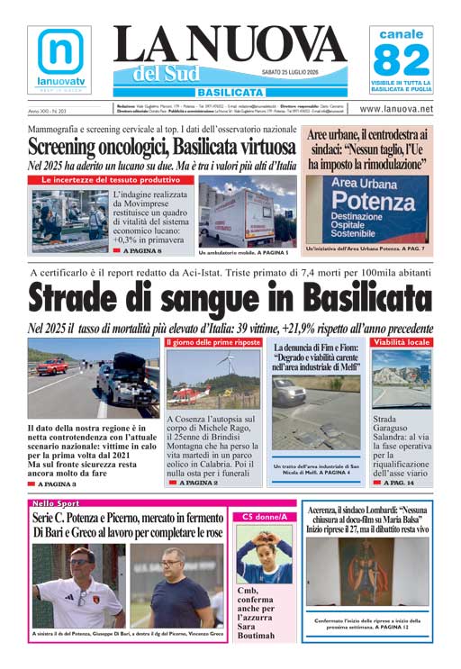 L’Edizione odierna della Nuova del Sud in Edicola Digitale