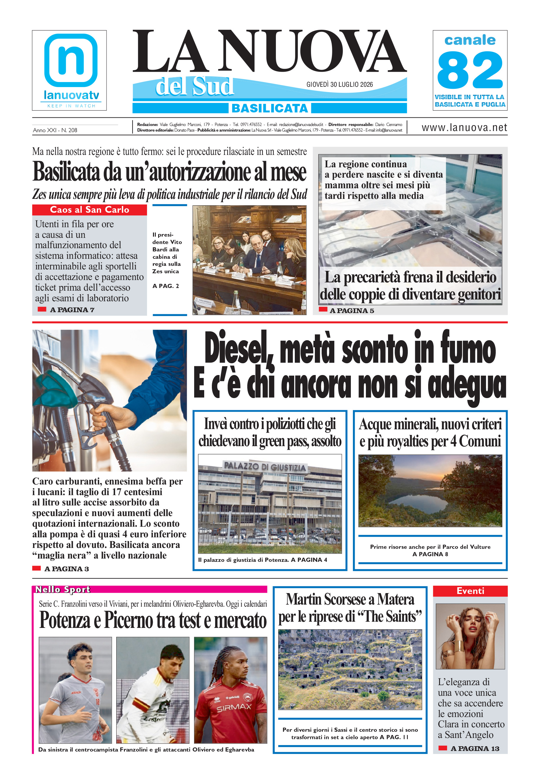 L’Edizione odierna della
Nuova del Sud in Edicola Digitale