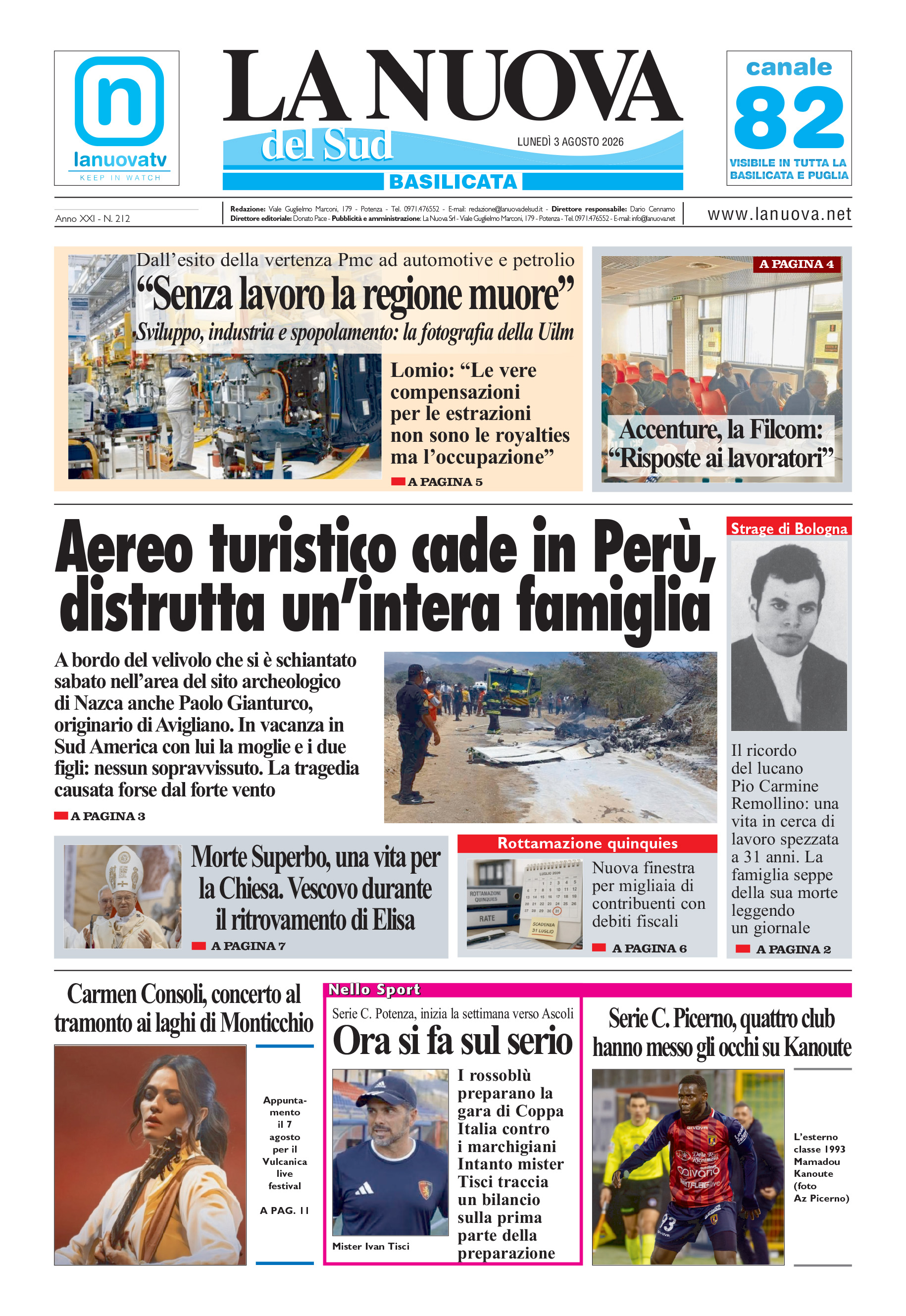 L’Edizione odierna della
Nuova del Sud in Edicola Digitale