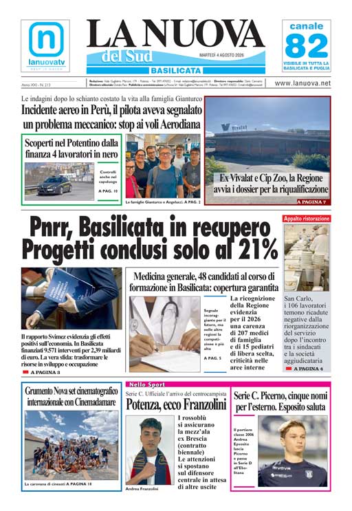 L’Edizione odierna della
Nuova del Sud in Edicola Digitale