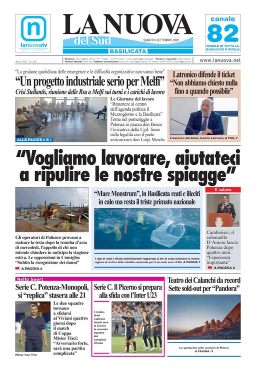 L’Edizione odierna della Nuova del Sud in Edicola Digitale