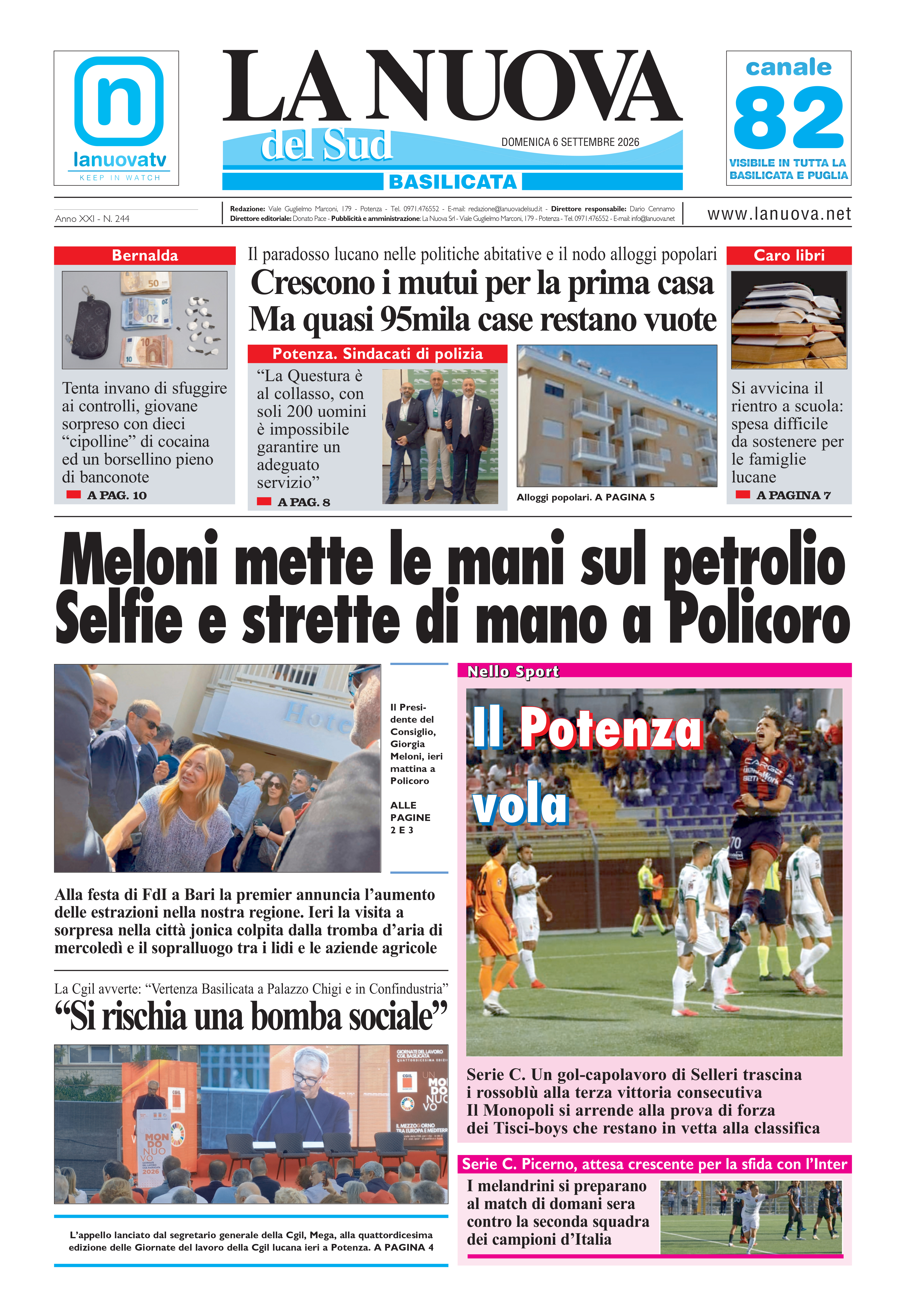 L’Edizione odierna della Nuova del Sud in Edicola Digitale