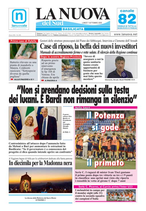 L’Edizione odierna della Nuova del Sud in Edicola Digitale