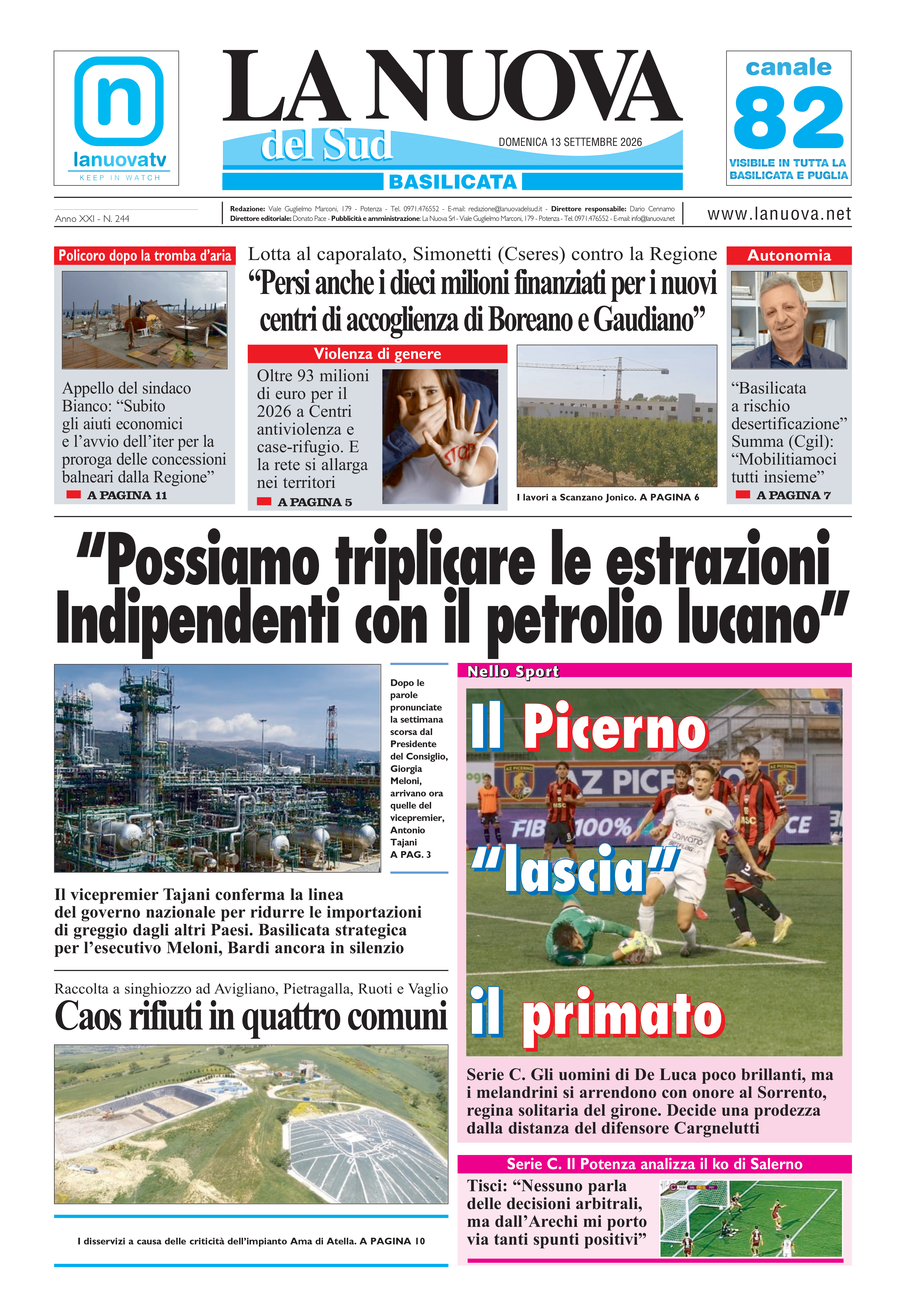 L’Edizione odierna della Nuova del Sud in Edicola Digitale