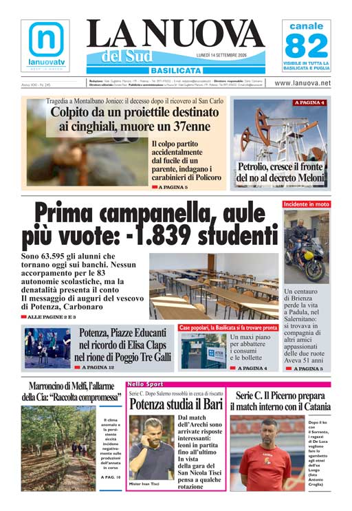 L’Edizione odierna della Nuova del Sud in Edicola Digitale
